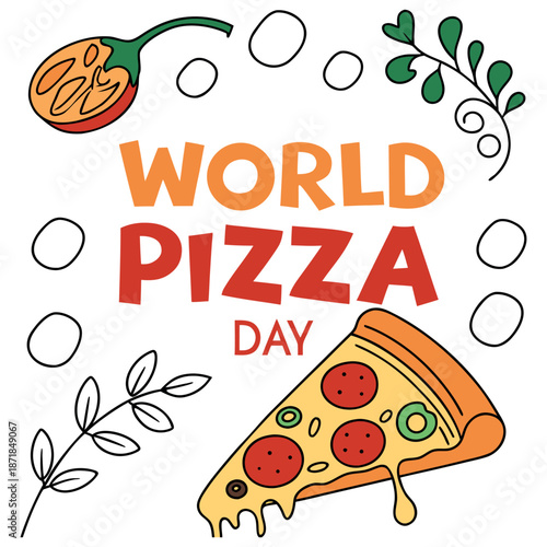 world pizza day vector illustration with pizza