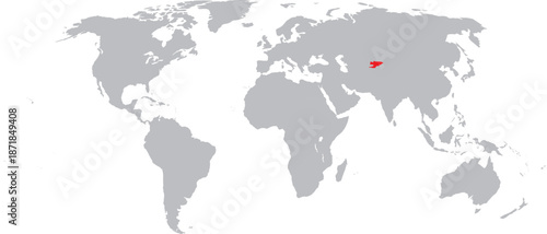 Kyrgyzstan Highlighted on World Map Vector Design.