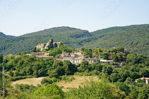 view of the small typical village of camps-sur-l'agly on the cathar trail in france