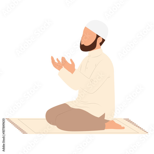 Muslim Man Praying Illustration