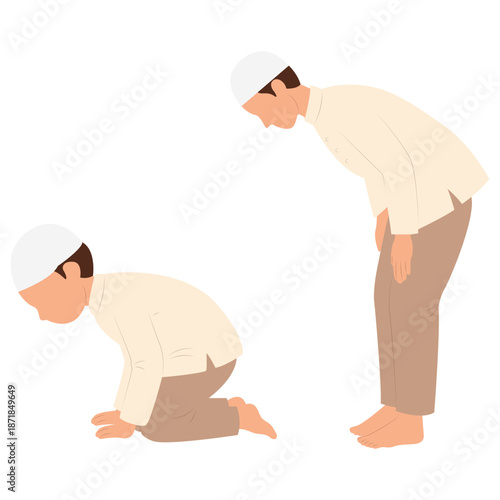 Muslim Prayer Positions Illustration