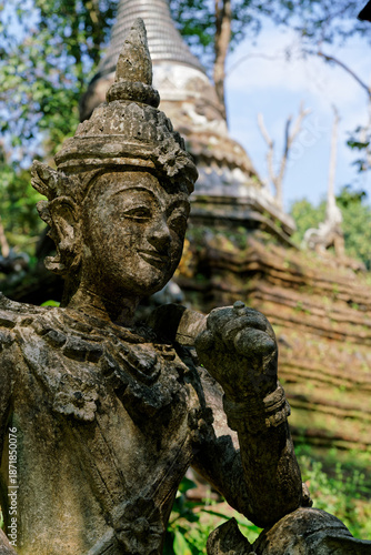 Close up of statue in Wat Pha Lat temple in the jungle near chiang mai