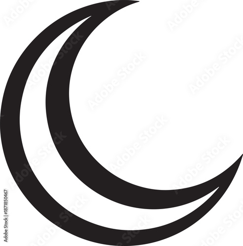 Minimalist crescent moon icon Vector