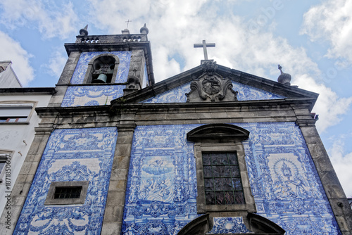 Capela das Almas, Santa Catarina. Emblematic building of the city of Porto, with its blue and white mosaics