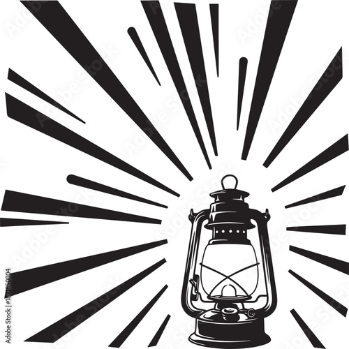 Vintage lantern with radiant light Vector