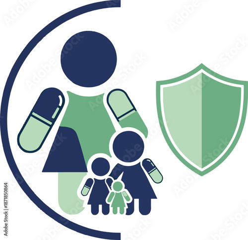 Family protection health care insurance concept illustration