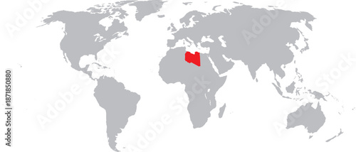  Libya Highlighted on World Map Vector Design