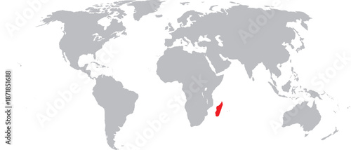 Madagascar Highlighted on World Map Vector Design
