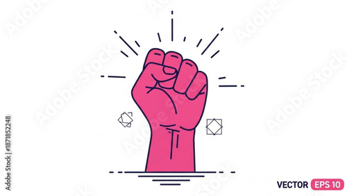 Raised Pink Fist Symbolizing Strength and Empowerment Vector Illustration