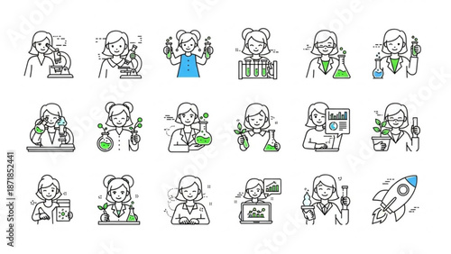 Scientist Working in Laboratory with Various Equipment and Experiments