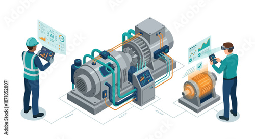 Isometric AI Machine Maintenance: Augmented Reality, Digital Twin