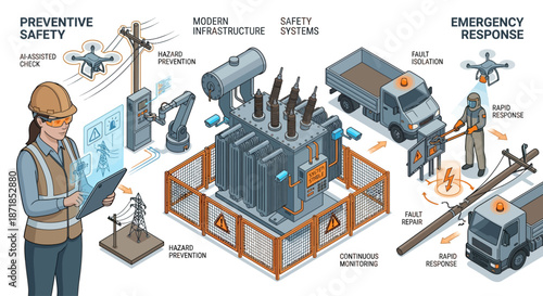 Isometric Electrical Grid Safety & Maintenance: Modern Infrastructure, Prevention, Emergency Response