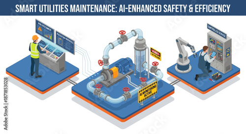 Isometric Energy Production Icons: Renewable, Sustainable Power Generation