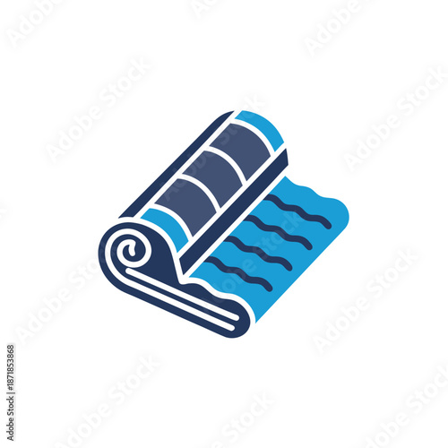 Blue yoga mat rolled up