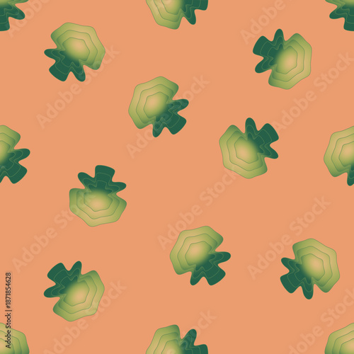 Emerald Strata & Terracotta Topographic Bloom Pattern