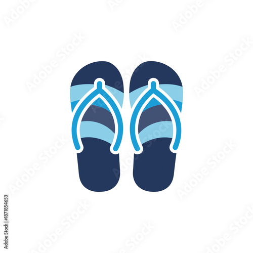 Blue and white flip flops