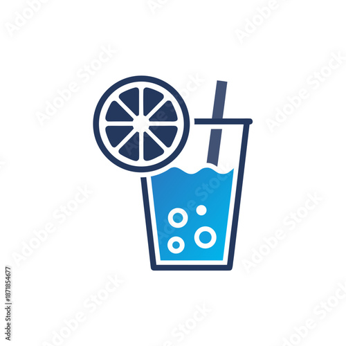 Refreshing blue drink with straw