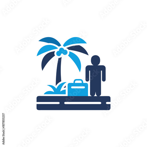 Person relaxing by palm trees