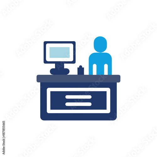Customer service representative at workstation