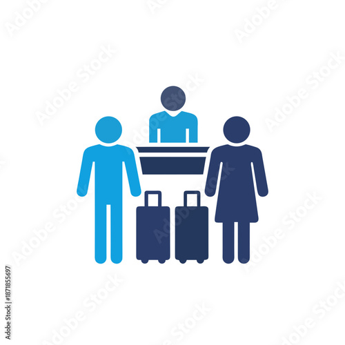 Family checking in at airport