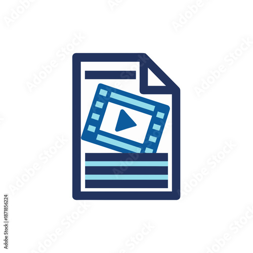 Stack of documents with play button