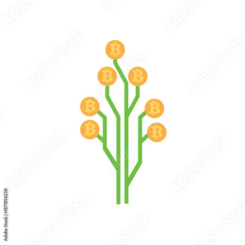 Bitcoin exchange and transfer. Cryptocurrency mining, finance, digital money circulation. Mobile app design.