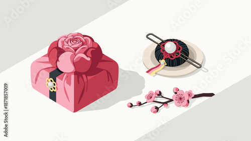 Elegant gifts and accessories featuring floral and pearl designs in soft color palette