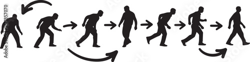 Man walking in different directions and poses sequence