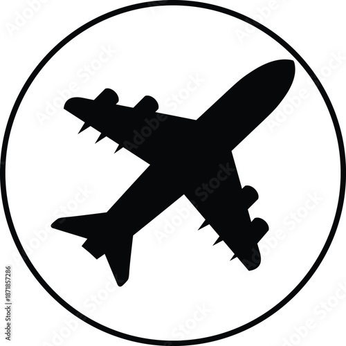 Airplane Icon. Travel, Tourism, and Flight Takeoff Symbol