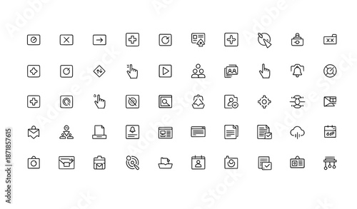 Minimal clean line icon toolkit vector set for UI and UX design