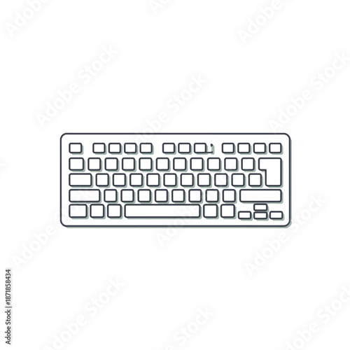 Simple Line Drawing of Computer Keyboard.