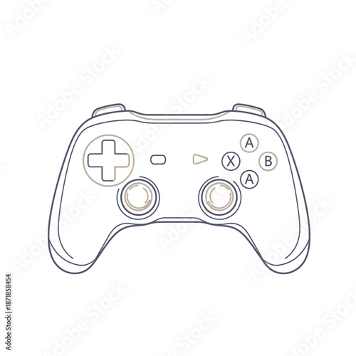 Simple Line Drawing of Video Game Controller.