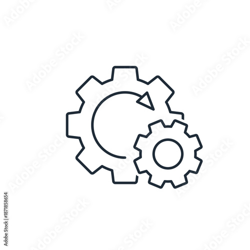 Technical specifications. Impact process. Vector linear icon isolated on white background.