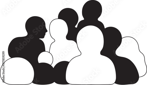 Diverse Group of People Silhouettes Talking Together