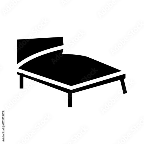 Minimalist bed glyph icon for hotel, bedroom, or furniture store navigation.