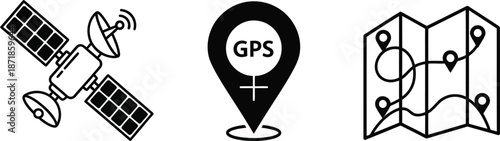 Gps navigation and mapping technology icons
