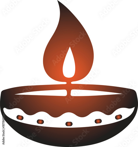 A traditional oil lamp with a flickering flame, symbolizing light, hope, and celebration, perfect for festive occasions and spiritual practices