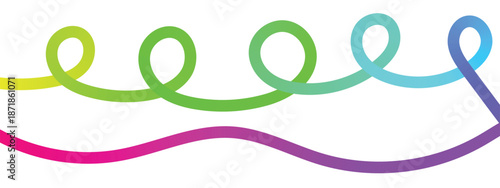 colorful gradient curved lines abstract banner background. Simple childish vector scribbles and squiggles. Creative trendy style design.