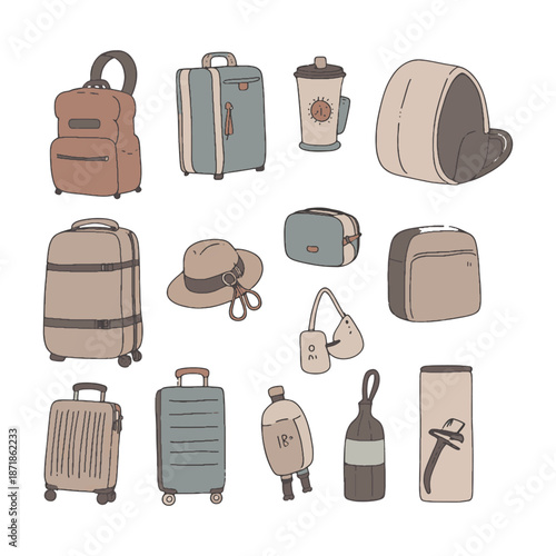 Assorted Travel Luggage and Accessories in Pastel Colors suitcase backpack handbag