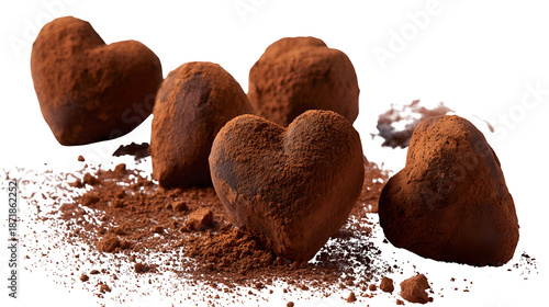 Chocolate truffles with cocoa powder isolated on transparent background
