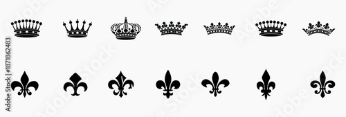 Crown icon set. Royal crown symbol collection. line crown icon. vector illustration