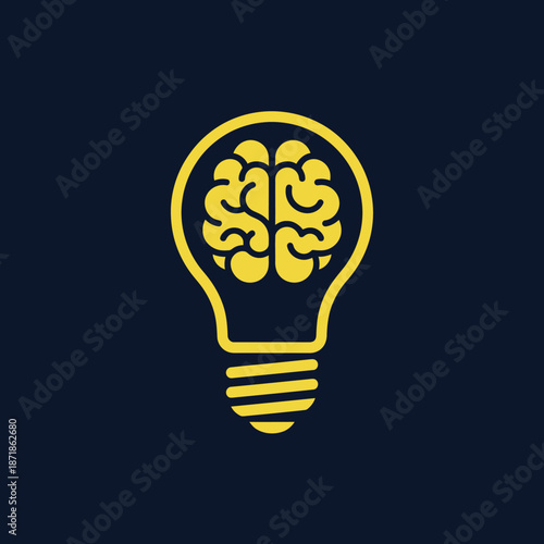 Brain inside a lightbulb representing creative thinking and innovative ideas.