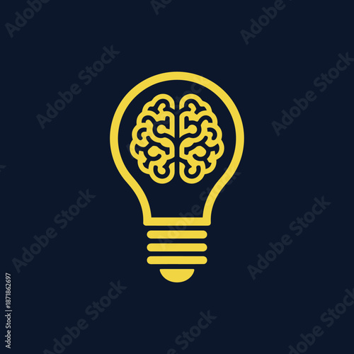 Brain inside a light bulb representing creative thinking and innovative ideas.