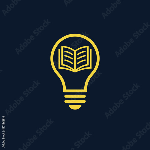 Light bulb with open book inside symbolizing knowledge and ideas.