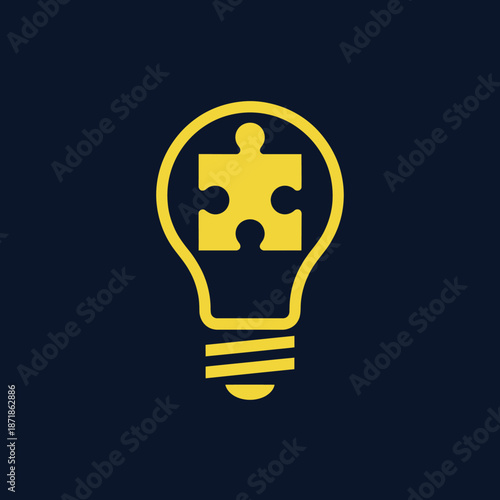 Puzzle piece inside a light bulb representing problem solving and innovation.