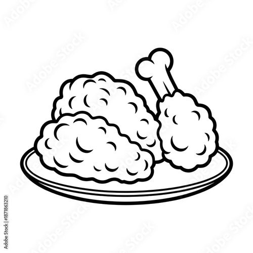 A fried chicken's illustration vector style coloring page