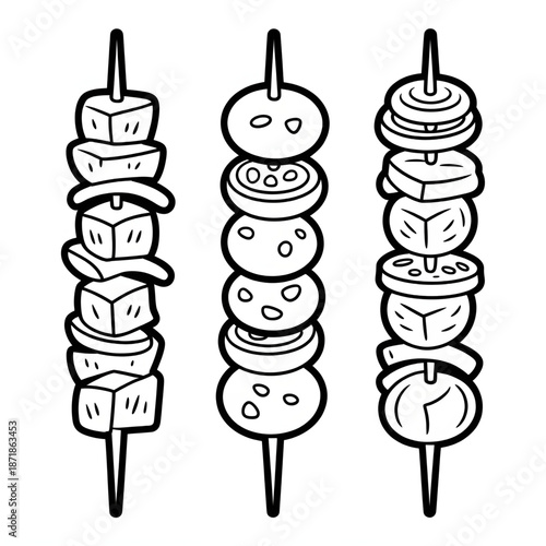 Kebab illustration vector style coloring page