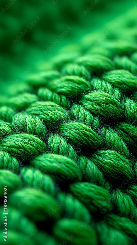 Fototapeta premium Closeup View of Vibrant Green Knit Fabric