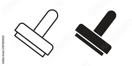 Approval stamp icons line and solid version, outline and filled vector design set