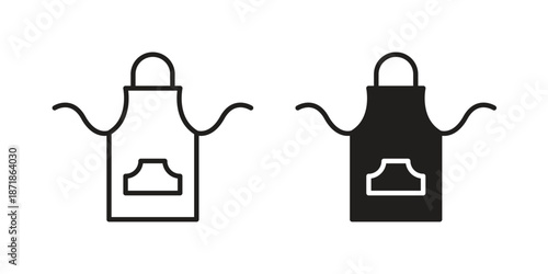 Apron icons line and solid version, outline and filled vector design set